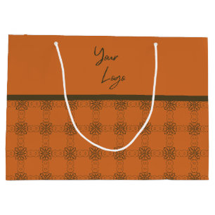 Retro Green Orange Pattern Custom Business Logo Large Gift Bag