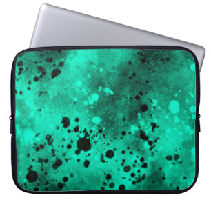 Retro Green Paint Splatter Laptop Sleeve
