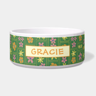 Retro Green Patchwork Floral Custom Large Dog
