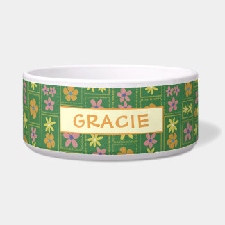 Retro Green Patchwork Floral Custom Large Dog