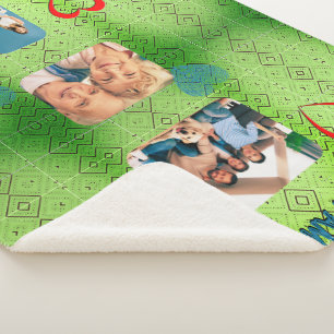 Retro Green Photo Diamond Pattern Sherpa Blanket