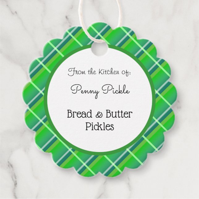 Retro Green Plaid Custom Baking Tag (Front)