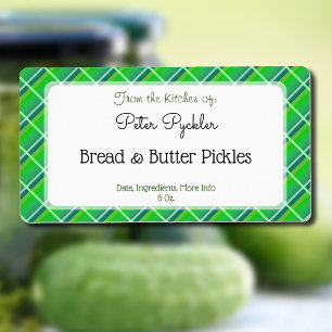 Retro Green Plaid Editable Canning or Food Label