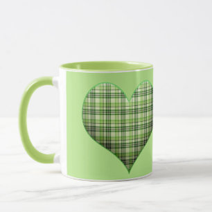 Retro green plaid heart St Patrick I love Irish Mug