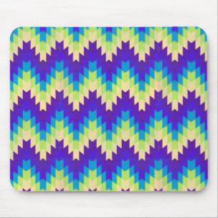 Retro Green & Purple Wacky Geometric Pattern Mouse Mat