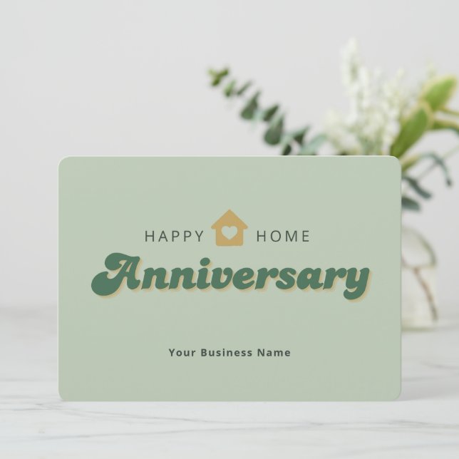 Retro Green Real Estate Home Anniversary QR Code Card (Standing Front)