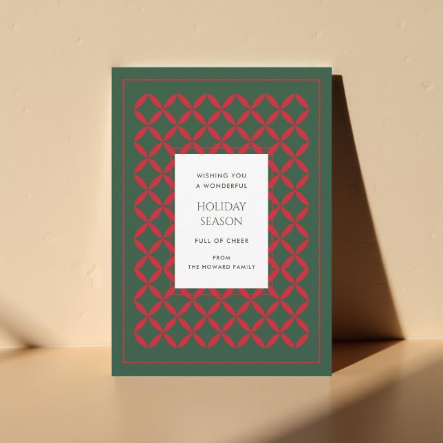 Retro Green Red Mid Century Modern Holiday Card (Creator Uploaded)