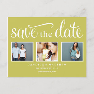RETRO GREEN   SAVE THE DATE ANNOUNCEMENT POSTCARD
