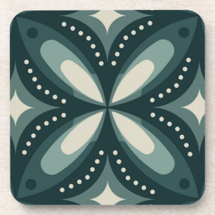 retro green shapes coaster