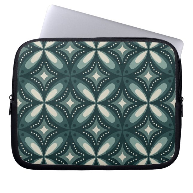 retro green shapes laptop sleeve (Front)