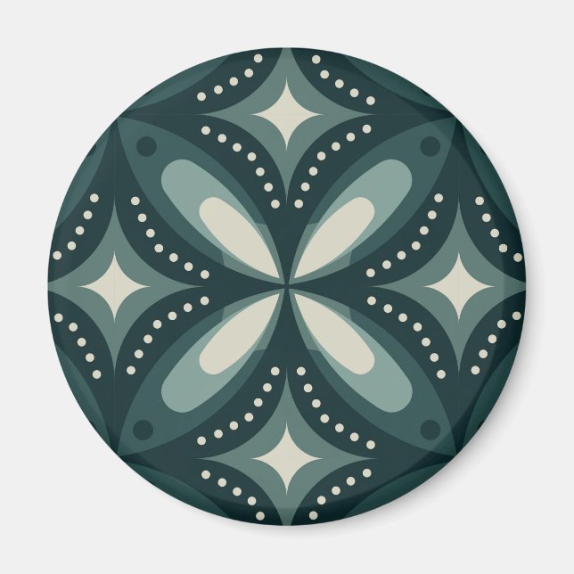 retro green shapes magnet (Front)