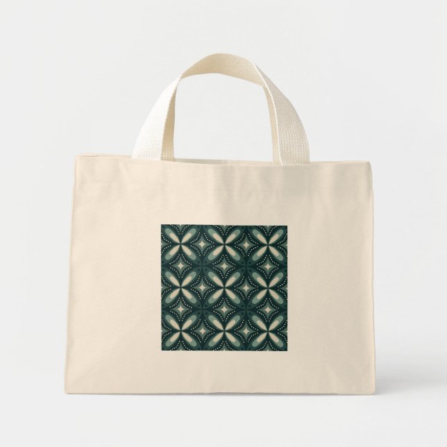 retro green shapes mini tote bag (Front)