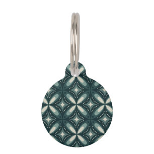 retro green shapes pet tag