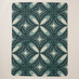 retro green shapes sherpa blanket