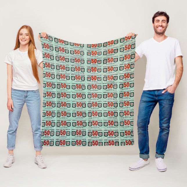 Retro Green Stamps Fleece Blanket (In Situ)
