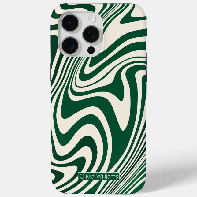 Retro Green Swirl Abstract Pattern Case-Mate iPhone Case (Back)