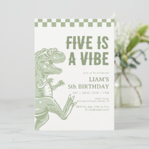 Retro Green T Rex Dinosaur Birthday Party  Invitation