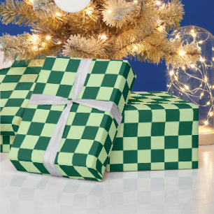 Retro Green Tartan Plaid Christmas Wrapping Paper