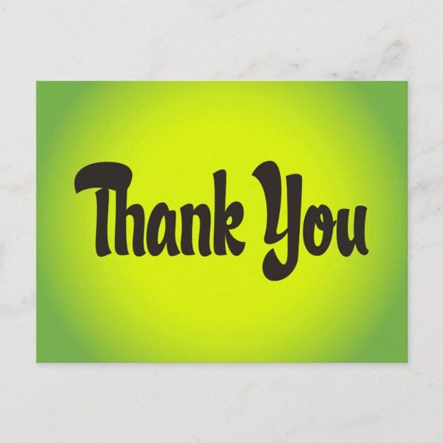 Retro Green Thank You Ombre Lime Postcard (Front)