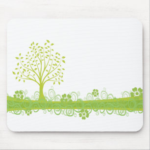 Retro Green Tree Mouse Mat