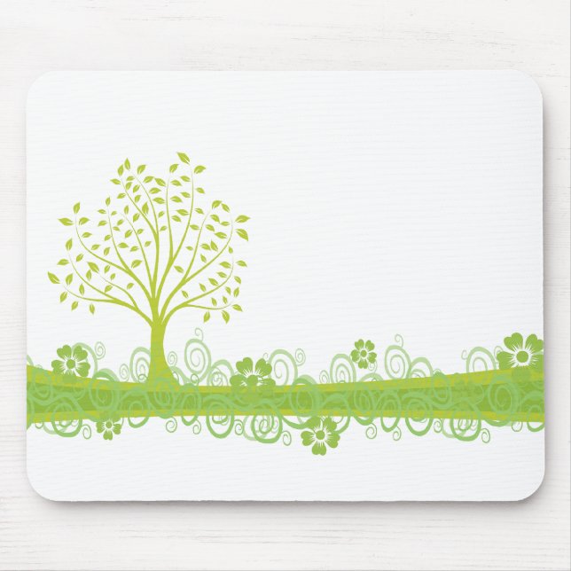 Retro Green Tree Mouse Mat (Front)