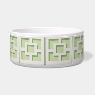 Retro Green Trellis Ceramic Pet Bowl