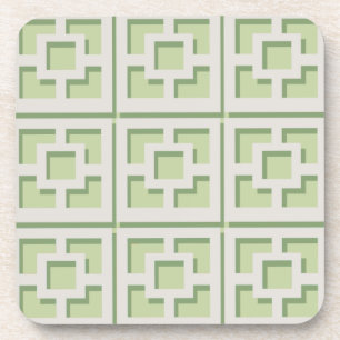 Retro Green Trellis Hard plastic coaster