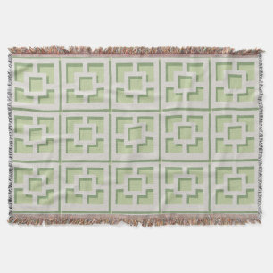 Retro Green Trellis Throw Blanket