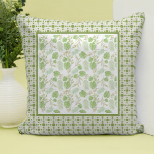 Retro Green Tropical Leaves Panel Cushion