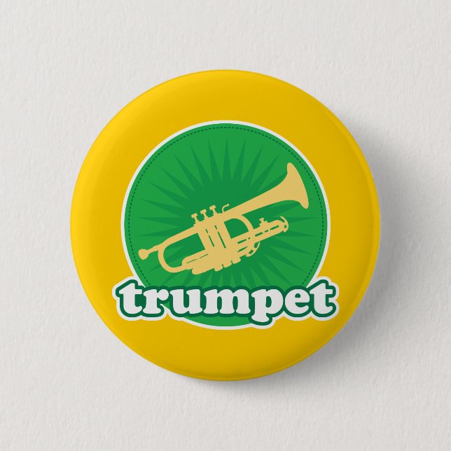 Retro Green Trumpet Music Gift 6 Cm Round Badge (Front)