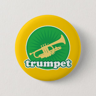 Retro Green Trumpet Music Gift 6 Cm Round Badge
