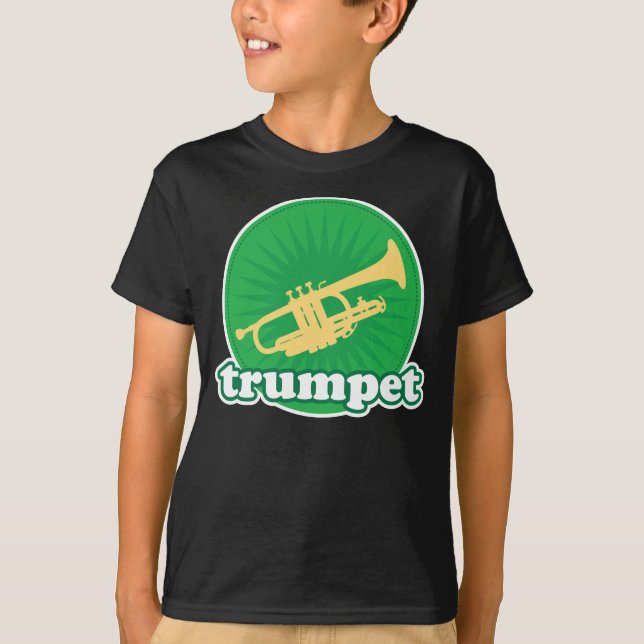 Retro Green Trumpet Music Gift T-Shirt (Front)