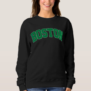 Retro Green Varsity Style Letter Boston City Massa Sweatshirt
