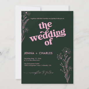 Retro Green Wedding Invitation