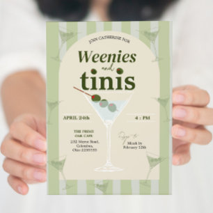Retro Green Weenies and Tinis Bachelorette Invitation