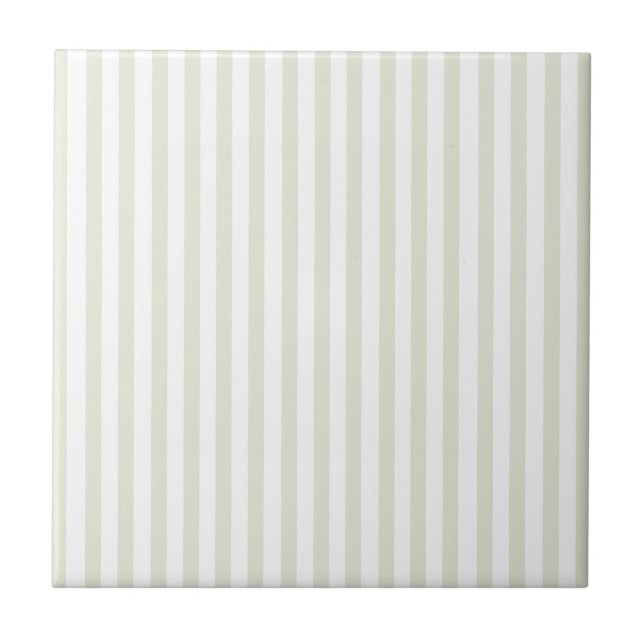  Retro Green White Stripes Wedding Tile (Front)
