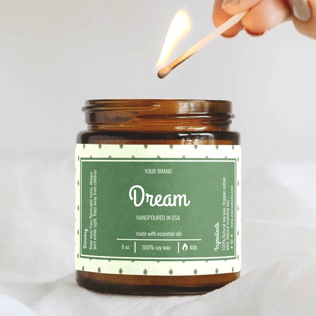 Retro Green Wrap Around Candle Jar Label (Creator Uploaded)