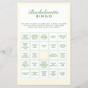Retro Green & Yellow Bachelorette Bingo Game