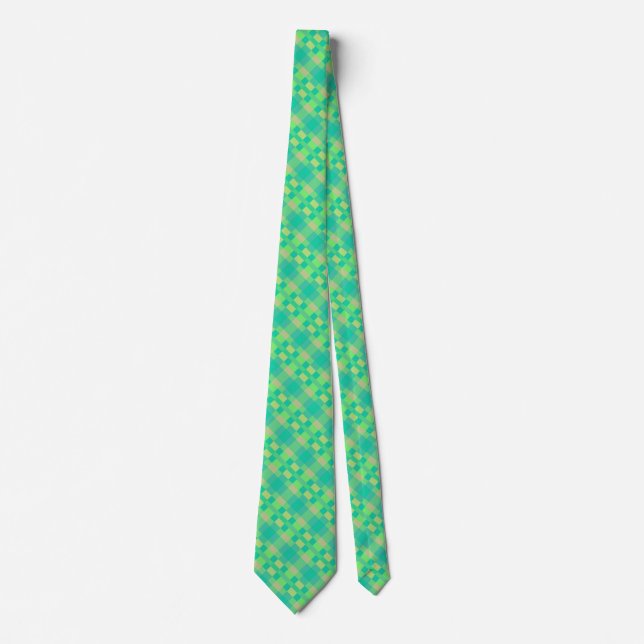 Retro Green Yellow Blue Pink Pattern Tie (Front)