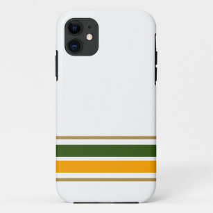 Retro Green Yellow Edge Racing Stripes On White Case-Mate iPhone Case