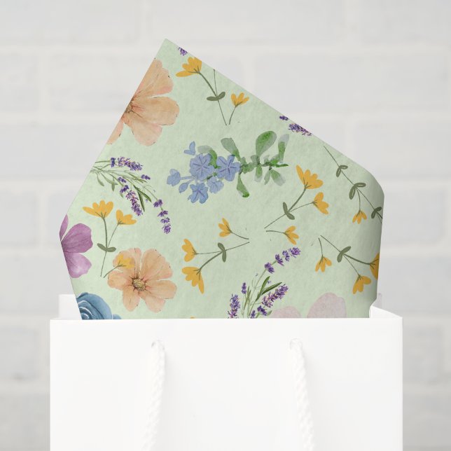 Retro greenery botanical cute decoupage trendy tissue paper (Gift Bag)
