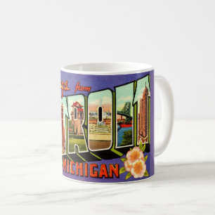 Retro Greeting Detroit Michigan Coffee Mug