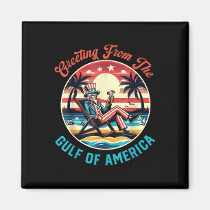 Retro Greeting From The Gulf Of Usa America Trump Magnet