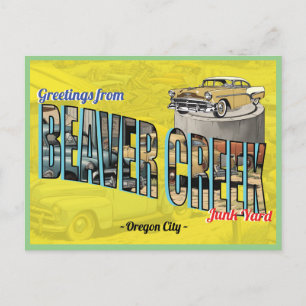 Retro Greetings From Beaver Creek Junk Yard Postcard