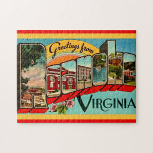 Retro Greetings From Roanoke, VA Jigsaw Puzzle