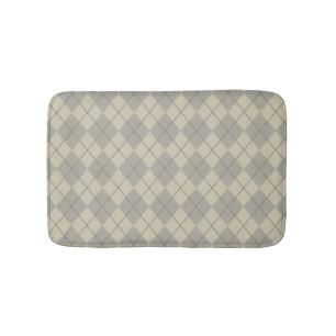 Retro Grey Argyle Bathroom Rug Bath Mat
