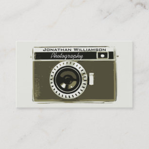 Retro Grey Camera Photography Business Cards