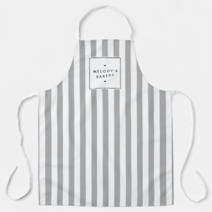 Retro Grey Candy Stripes Apron