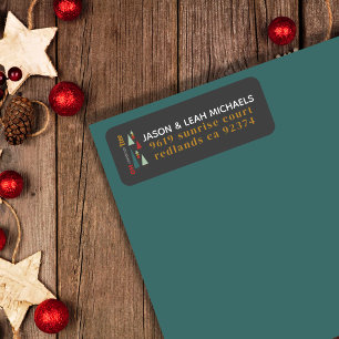 Retro Grey Colourful Oh Christmas Tree Address