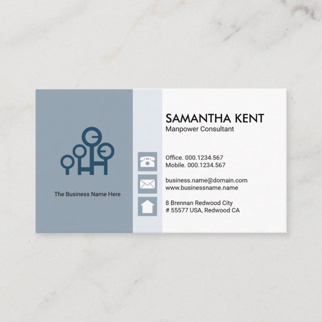 Retro Grey Column Blocks Professional Corporate Business Card (Front)